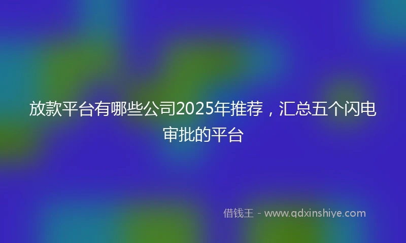 放款平台有哪些公司2025年推荐，汇总五个闪电审批的平台
