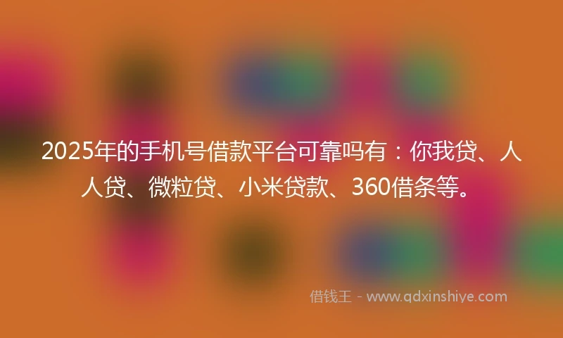 2025年的手机号借款平台可靠吗有：你我贷、人人贷、微粒贷、小米贷款、360借条等。