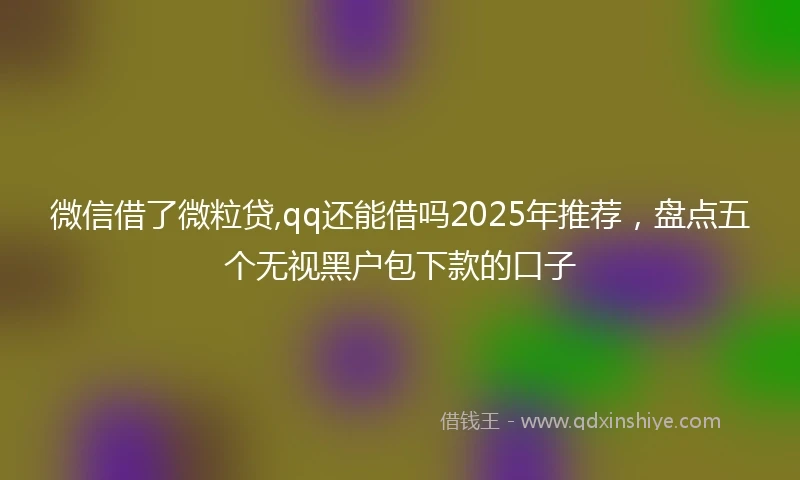 微信借了微粒贷,qq还能借吗2025年推荐，盘点五个无视黑户包下款的口子