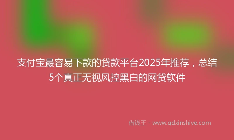支付宝最容易下款的贷款平台2025年推荐，总结5个真正无视风控黑白的网贷软件