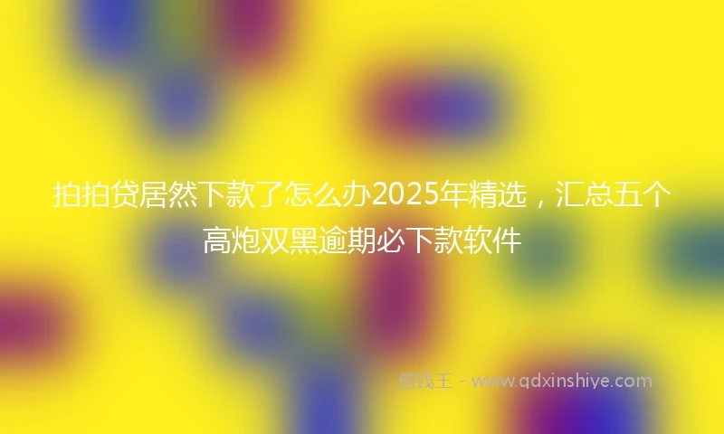 拍拍贷居然下款了怎么办2025年精选，汇总五个高炮双黑逾期必下款软件