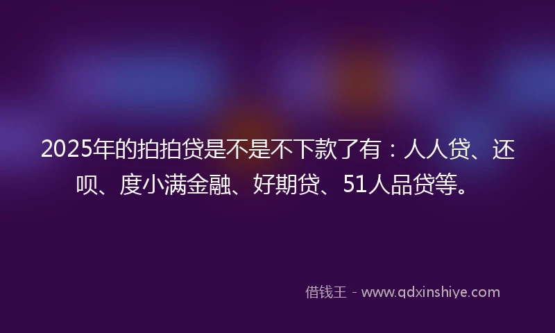 2025年的拍拍贷是不是不下款了有：人人贷、还呗、度小满金融、好期贷、51人品贷等。