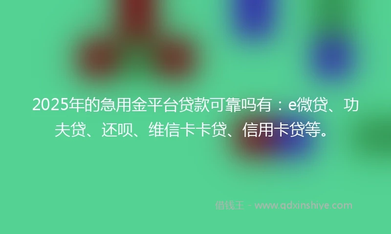 2025年的急用金平台贷款可靠吗有：e微贷、功夫贷、还呗、维信卡卡贷、信用卡贷等。