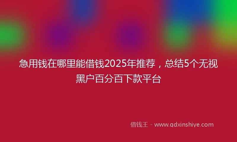 急用钱在哪里能借钱2025年推荐，总结5个无视黑户百分百下款平台