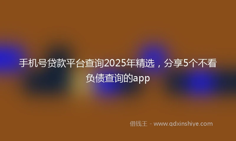 手机号贷款平台查询2025年精选，分享5个不看负债查询的app