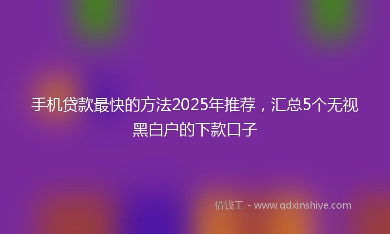 手机贷款最快的方法2025年推荐，汇总5个无视黑白户的下款口子