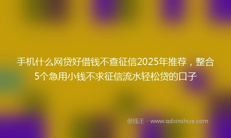 手机什么网贷好借钱不查征信2025年推荐，整合5个急用小钱不求征信流水轻松贷的口子