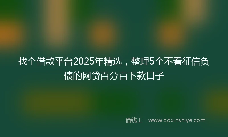 找个借款平台2025年精选，整理5个不看征信负债的网贷百分百下款口子