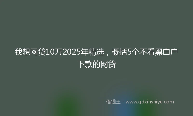 我想网贷10万2025年精选，概括5个不看黑白户下款的网贷