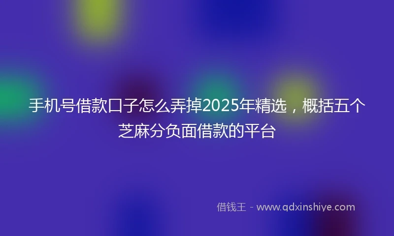 手机号借款口子怎么弄掉2025年精选，概括五个芝麻分负面借款的平台