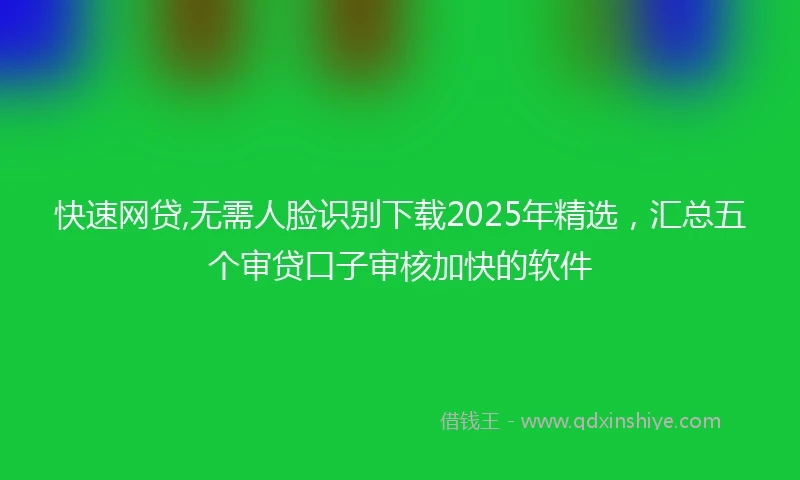快速网贷,无需人脸识别下载2025年精选，汇总五个审贷口子审核加快的软件