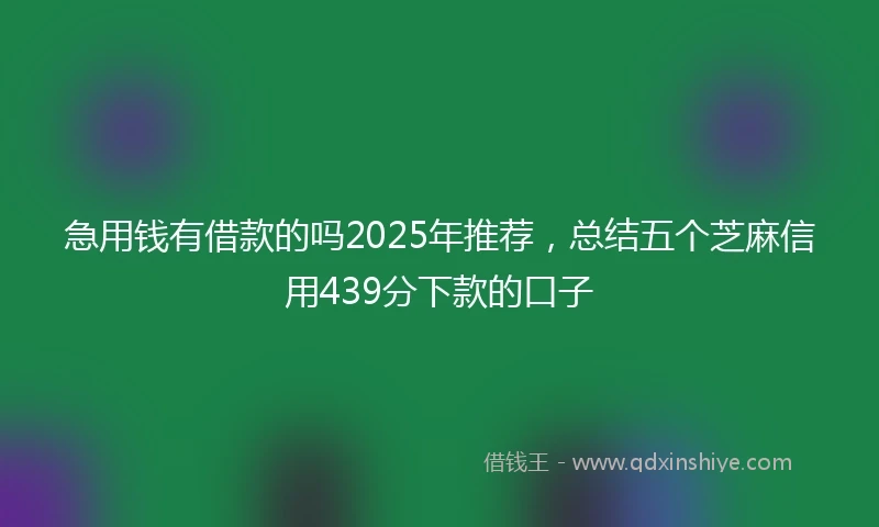 急用钱有借款的吗2025年推荐，总结五个芝麻信用439分下款的口子