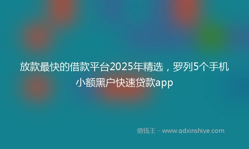 放款最快的借款平台2025年精选，罗列5个手机小额黑户快速贷款app