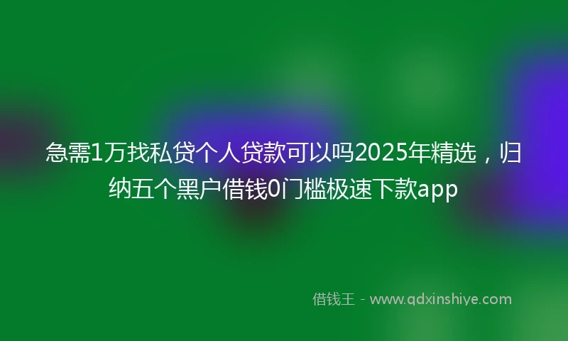 急需1万找私贷个人贷款可以吗2025年精选,归纳五个黑户借钱0门槛极速下款app