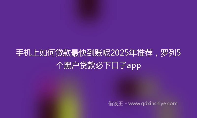 手机上如何贷款最快到账呢2025年推荐，罗列5个黑户贷款必下口子app