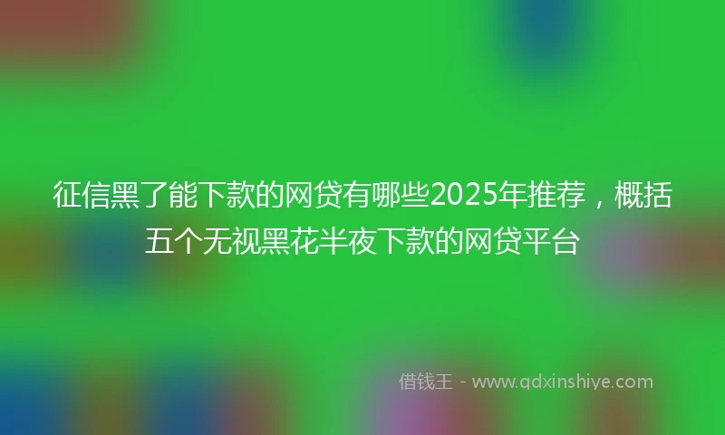 征信黑了能下款的网贷有哪些2025年推荐，概括五个无视黑花半夜下款的网贷平台