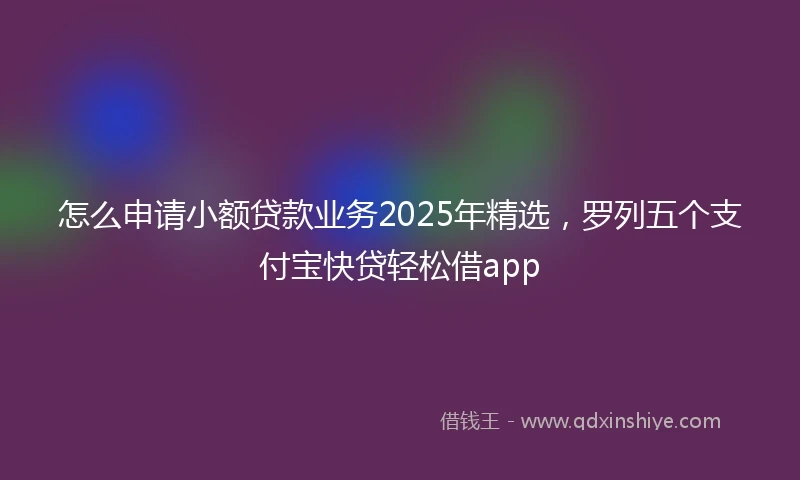 怎么申请小额贷款业务2025年精选，罗列五个支付宝快贷轻松借app