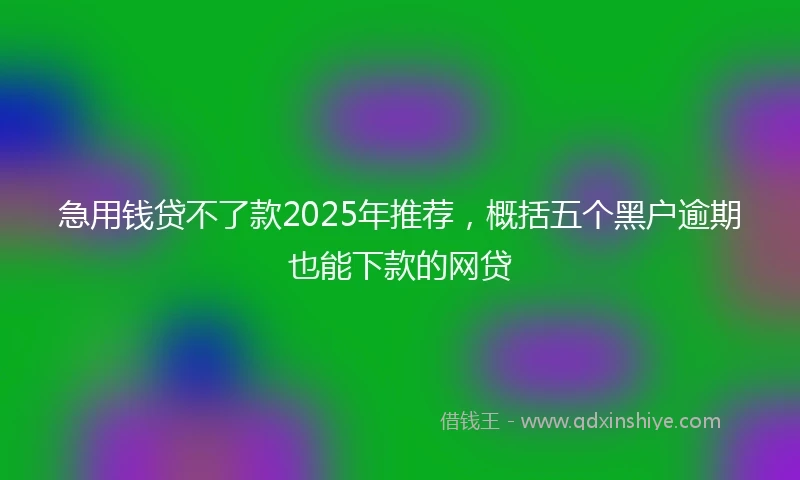 急用钱贷不了款2025年推荐，概括五个黑户逾期也能下款的网贷
