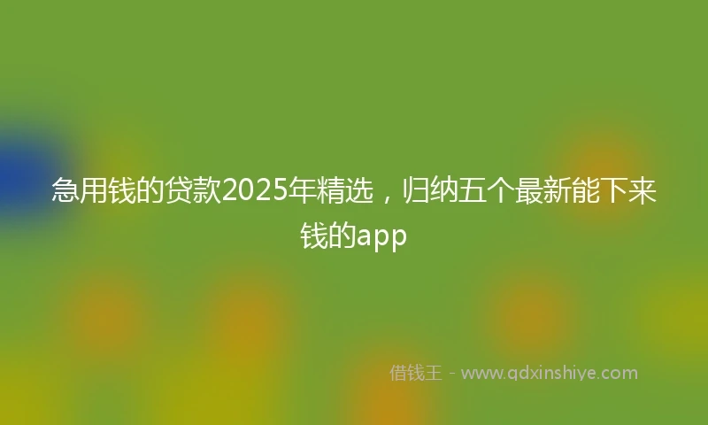 急用钱的贷款2025年精选，归纳五个最新能下来钱的app