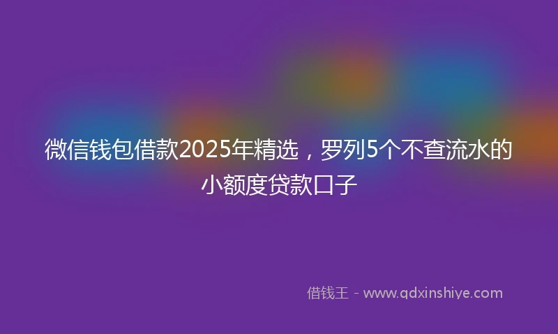 微信钱包借款2025年精选，罗列5个不查流水的小额度贷款口子