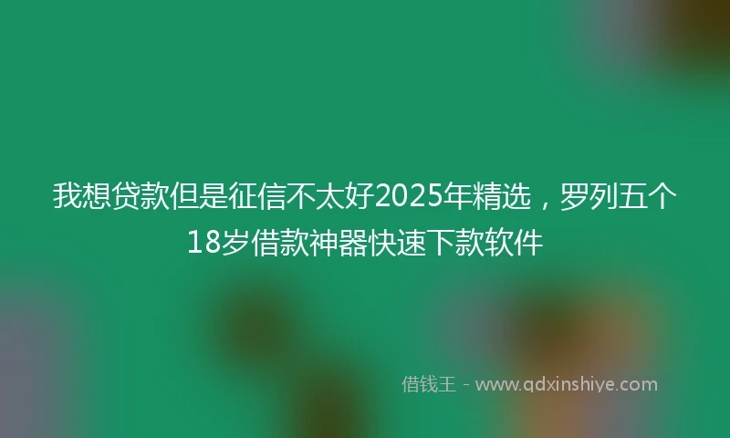 我想贷款但是征信不太好2025年精选，罗列五个18岁借款神器快速下款软件