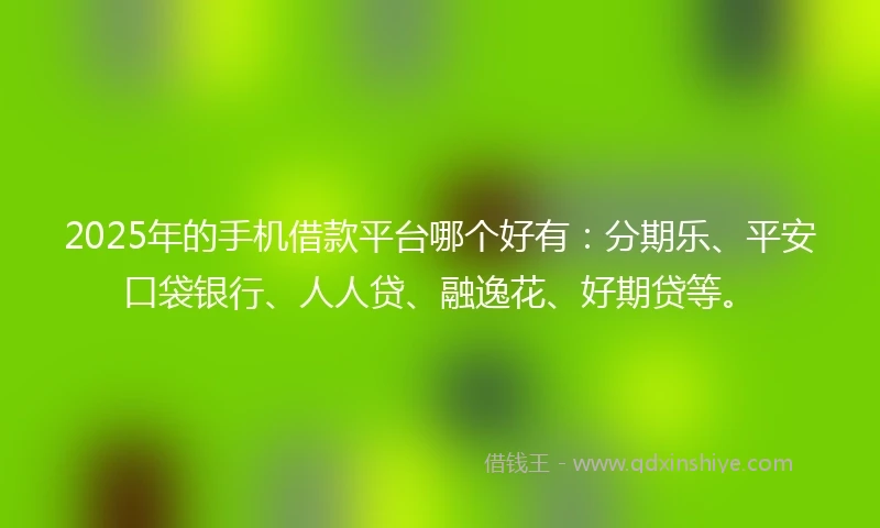 2025年的手机借款平台哪个好有：分期乐、平安口袋银行、人人贷、融逸花、好期贷等。