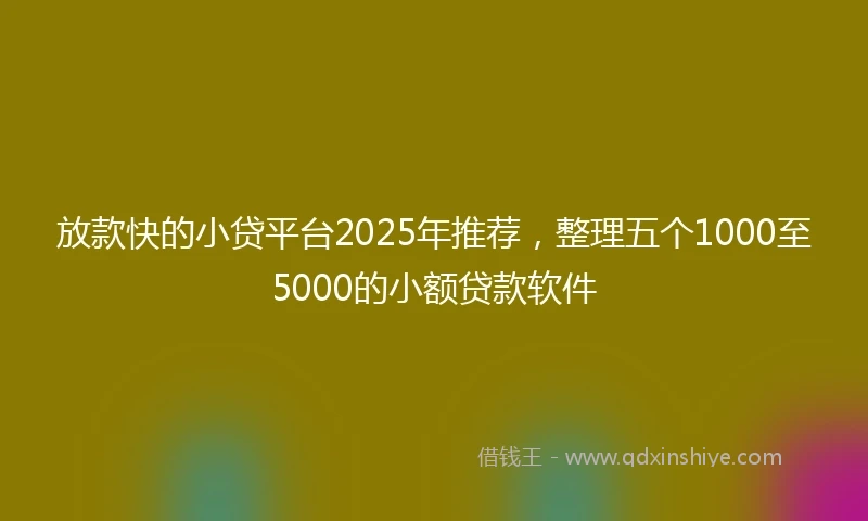 放款快的小贷平台2025年推荐，整理五个1000至5000的小额贷款软件