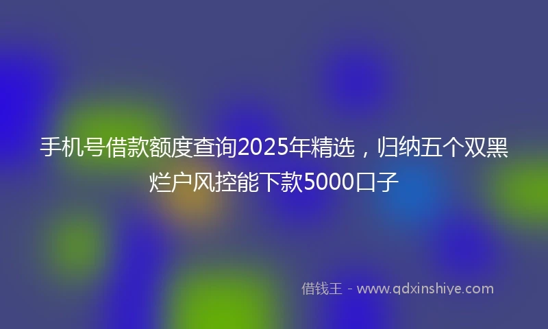 手机号借款额度查询2025年精选，归纳五个双黑烂户风控能下款5000口子