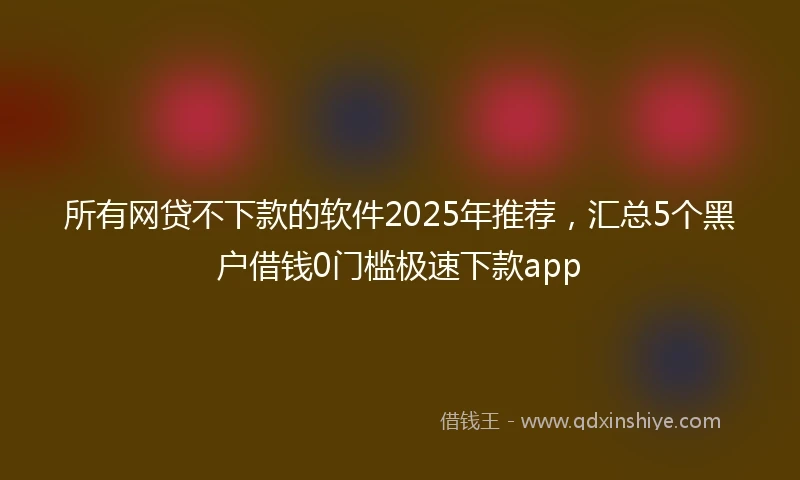 所有网贷不下款的软件2025年推荐，汇总5个黑户借钱0门槛极速下款app