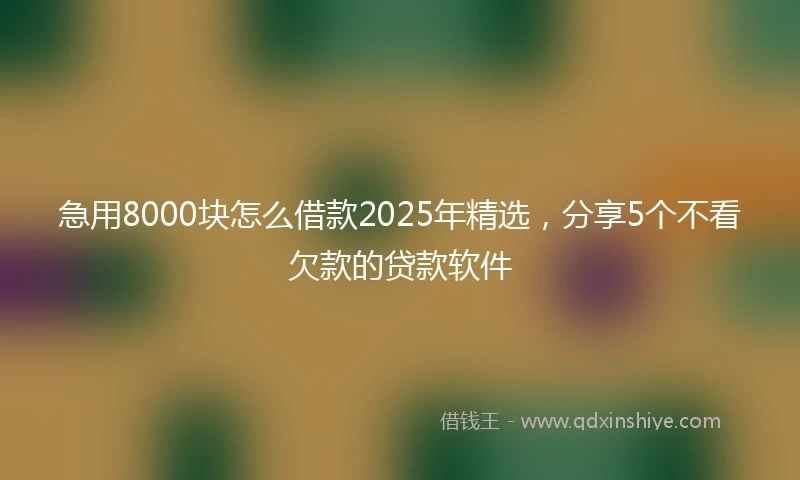 急用8000块怎么借款2025年精选，分享5个不看欠款的贷款软件
