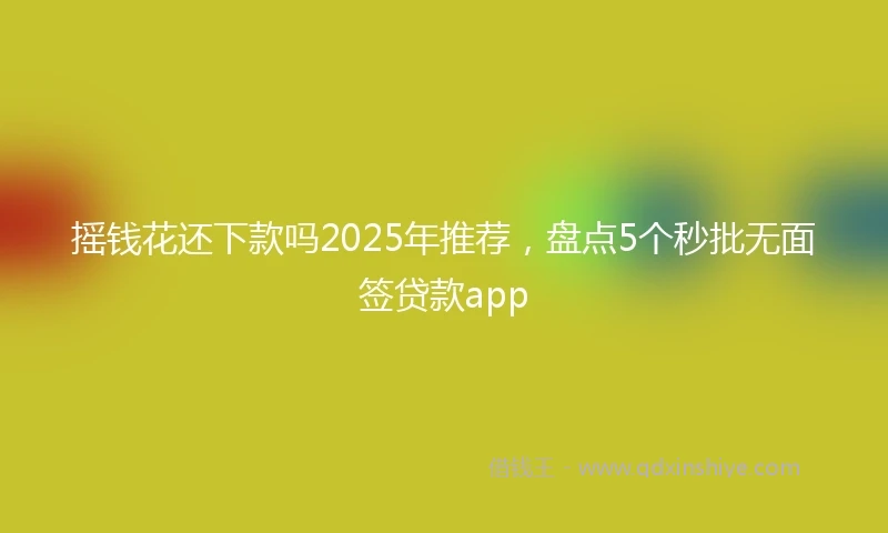 摇钱花还下款吗2025年推荐，盘点5个秒批无面签贷款app
