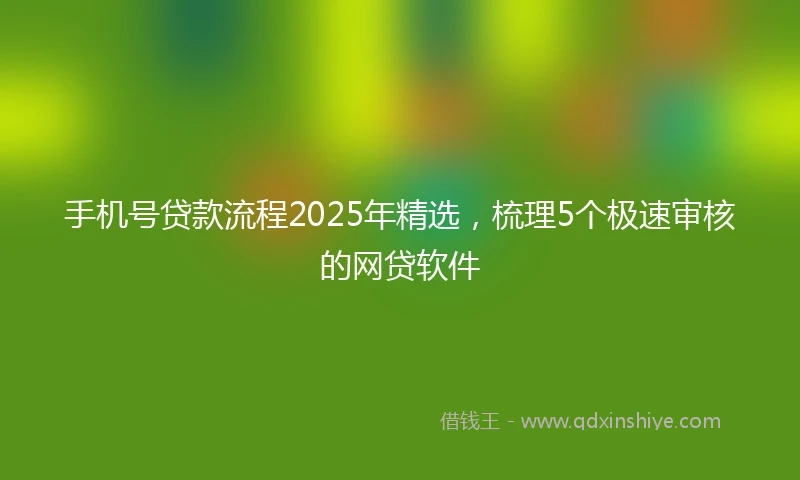 手机号贷款流程2025年精选，梳理5个极速审核的网贷软件