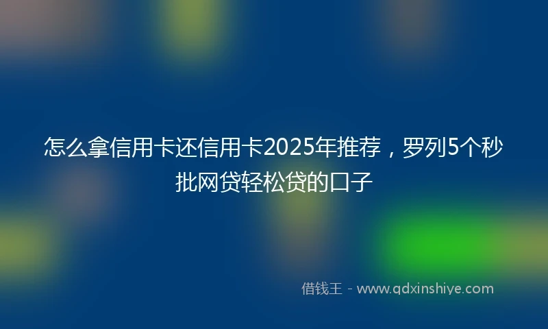 怎么拿信用卡还信用卡2025年推荐，罗列5个秒批网贷轻松贷的口子