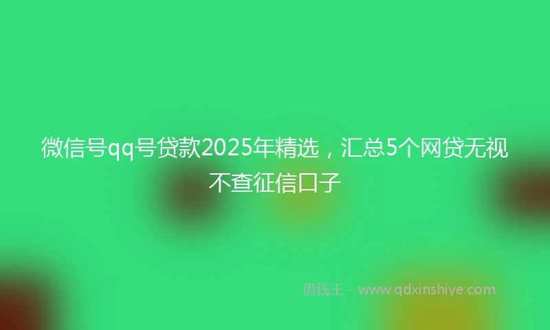 微信号qq号贷款2025年精选,汇总5个网贷无视不查征信口子
