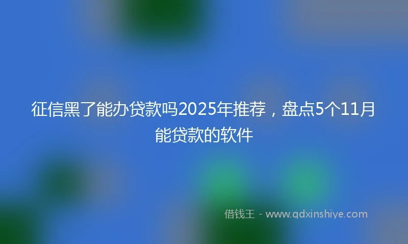 征信黑了能办贷款吗2025年推荐，盘点5个11月能贷款的软件