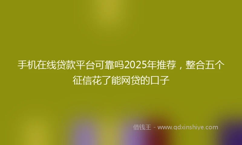 手机在线贷款平台可靠吗2025年推荐，整合五个征信花了能网贷的口子