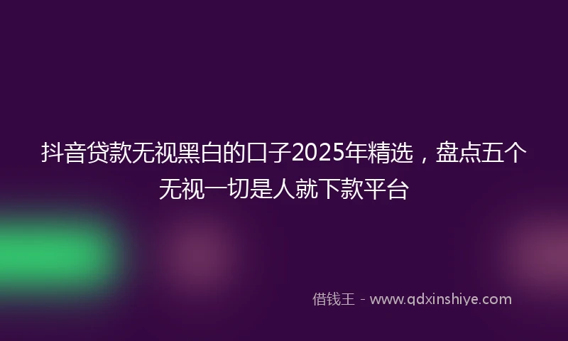 抖音贷款无视黑白的口子2025年精选，盘点五个无视一切是人就下款平台