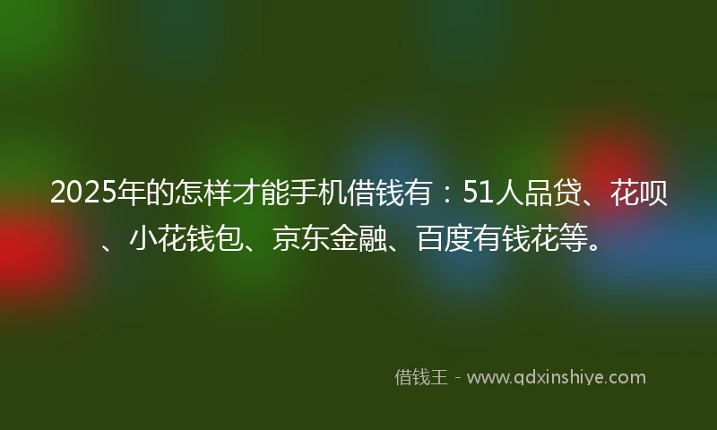 2025年的怎样才能手机借钱有：51人品贷、花呗、小花钱包、京东金融、百度有钱花等。