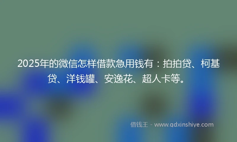 2025年的微信怎样借款急用钱有：拍拍贷、柯基贷、洋钱罐、安逸花、超人卡等。