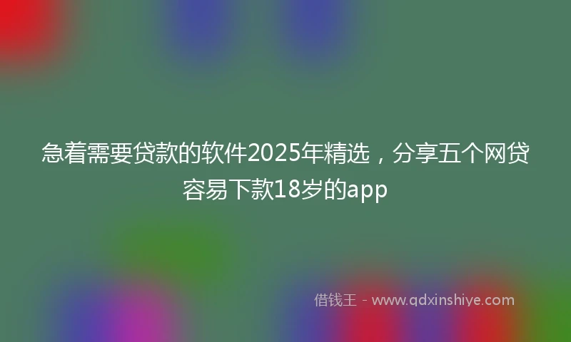 急着需要贷款的软件2025年精选,分享五个网贷容易下款18岁的app