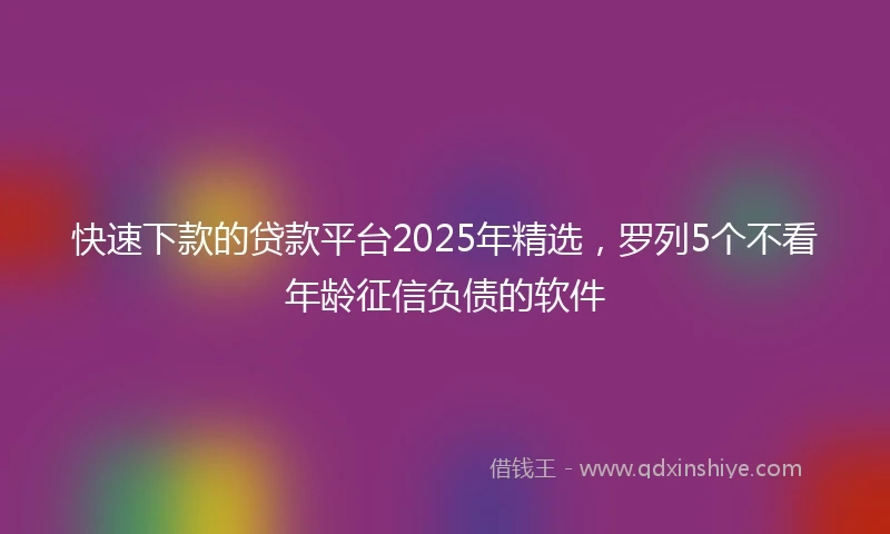 快速下款的贷款平台2025年精选，罗列5个不看年龄征信负债的软件