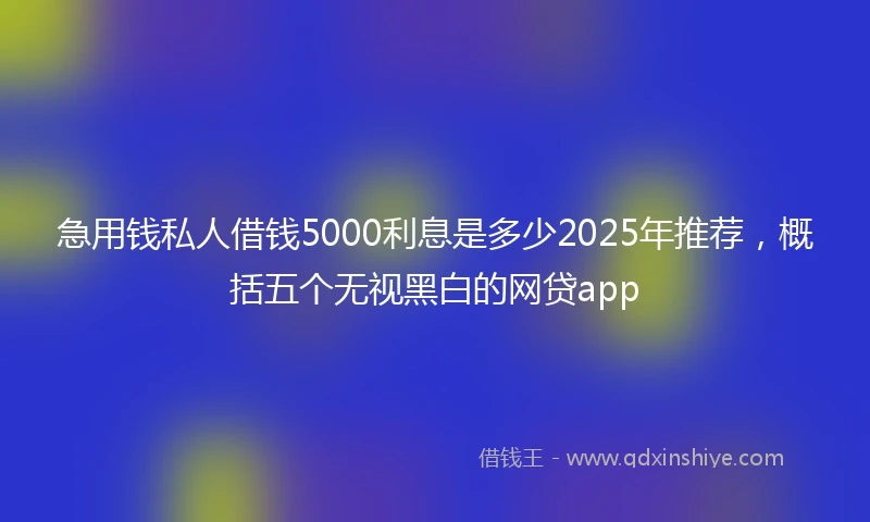 急用钱私人借钱5000利息是多少2025年推荐，概括五个无视黑白的网贷app