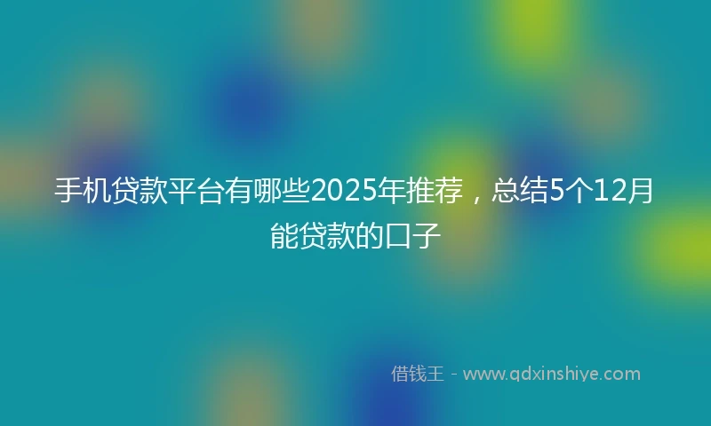 手机贷款平台有哪些2025年推荐，总结5个12月能贷款的口子