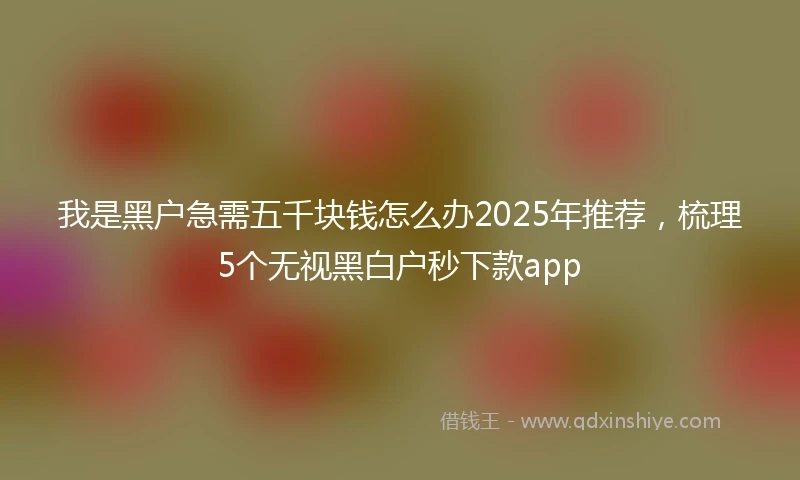 我是黑户急需五千块钱怎么办2025年推荐，梳理5个无视黑白户秒下款app