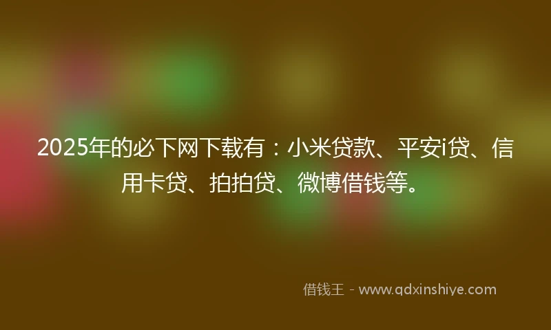 2025年的必下网下载有：小米贷款、平安i贷、信用卡贷、拍拍贷、微博借钱等。