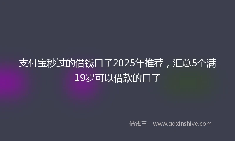 支付宝秒过的借钱口子2025年推荐，汇总5个满19岁可以借款的口子