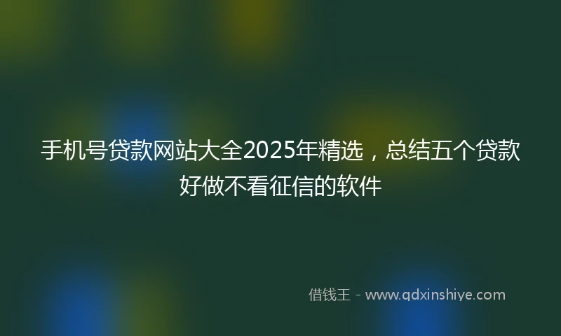 手机号贷款网站大全2025年精选，总结五个贷款好做不看征信的软件