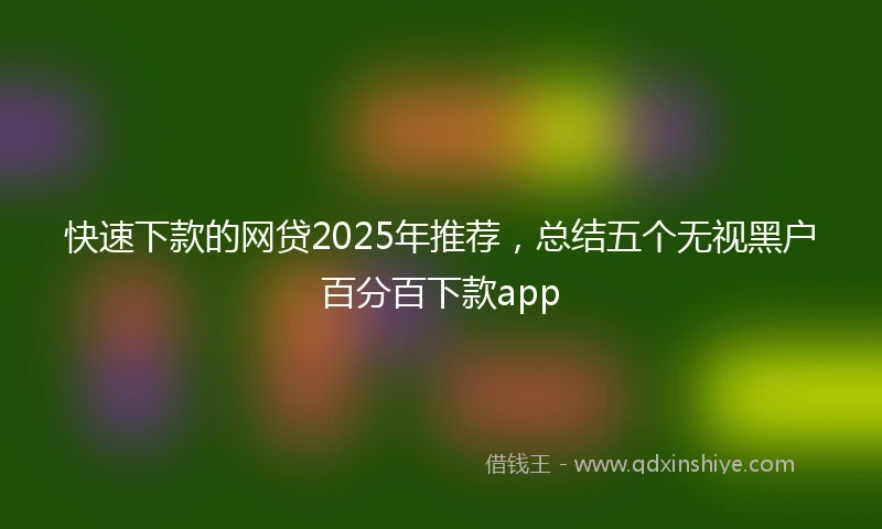 快速下款的网贷2025年推荐，总结五个无视黑户百分百下款app