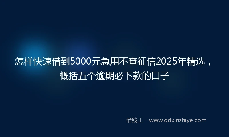 怎样快速借到5000元急用不查征信2025年精选，概括五个逾期必下款的口子
