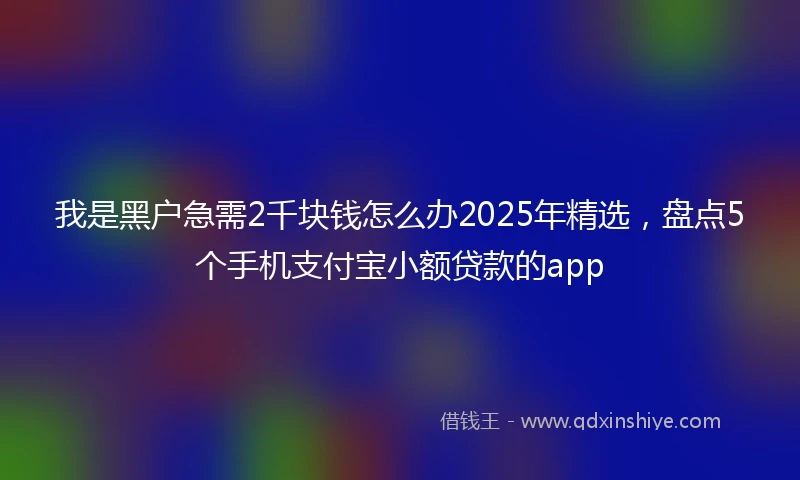 我是黑户急需2千块钱怎么办2025年精选，盘点5个手机支付宝小额贷款的app